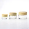 5g 10g 15g 30g 50g 100g empty glass cosmetic jars packaging glass cream jar with Wood grain cap wholesale