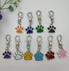 Mixed Color Enamel Cat Dog Bear Paw Prints Rotating Lobster Clasp Key Chain Keyrings For Keychain Bag Jewelry Making