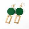 Groothandel- Designer Ronde Houten Lange Oorbellen Geometrische Rechthoekige Dangle Drop Earring voor Vrouwen Meisje Mode-sieraden Kerstcadeau