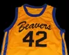 في سن المراهقة وولف سكوت هوارد 42 Beacon Beavers فيلم Michael J Fox Werewolf 2017 رخيصة كرة السلة الفانيلة مزدوجة مخيط اسم عدد