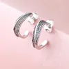 54q5 Stud 925 Sterling Silver Cz Diamond Boucles d'oreilles avec boîte de vente au détail Mode Élégant Waves Crochet d'oreille pour femmes Filles Cadeau Bijoux Boucle d'oreille