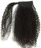 African Ponytail Hairpiece Clip In Human Ponytail Hair Extensions Kinky Curly Drawstring pony tail Afro puffs wraps Curly pony tails 120g