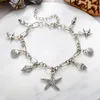 Bohemian Starfish Shell Pendant Anklets för Kvinnor Mode Silver Färg Conch Ankel Armband Onthe Leg Boho Beach Tillbehör