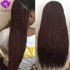 Long Two Tone Burgundy Synthetic Lace Front Wig Ombre Red Heat Resistant Hair Braided Box Braids Lace Wigs for Women