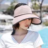 Moda kadın bayanlar yaz geniş geniş ağzı güneş şapkası katlanabilir rulo bowknot dekor plaj vizör kapağı açık seyahat kapağı boş hat3014327