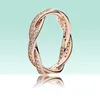 Роскошные 18k розовые золотые женщины кольца оригинальная коробка для Pandora сверкающие витой линии кольцо 925 стерлингового серебра свадьба свадьба свадьба CZ