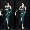 우아한 슬리브 댄스 파티 드레스 섹시한 출산 공식 이브닝 드레스 새틴 임신 사진 사진 촬영