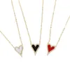 Gold filled new style Red white black Heart Pendant Necklace paved mini clear cz charming Jewelry For women girl gift wholesale