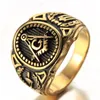 Bague en acier inoxydable, anneau égyptien oeil d'horus, amulette, roi pharaon égyptien, motard, pour hommes et femmes, vente en gros