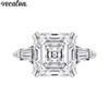 Vecalon Royal Queen Promise Ring 925 argent sterling Asscher cut 6ct AAAAA Cz Bagues de mariage de luxe pour femmes Bijoux de mariée