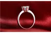Anéis de solitário de noivado de casamento românticos para mulheres meninas reais 925 Sterling Silver 1Ct Imitação Diamante Bijoux Jóias Atacado199f