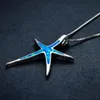 High Quality Beautiful Blue Fire Opal Starfish Pendant Solid 925 Sterling Silver Necklace For Women Jewelry Gift5013735