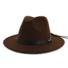 Moda - Wełna Feld Jazz Fedora Kapelusze 14 Kolory Najnowsze Mieszkanie Brim Trilby Panama Style Party Cap Outdoor Duży Brim Sunshade Hat