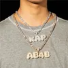 Bling Męskie Hip Hop Jewley Gold Silver Color Copper Cubic Cyrkonia Niestandardowe Nazwa Litery Wisiorek Naszyjnik