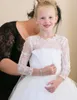 Långärmade Elfenben Flower Girl Dresses Holy First Communion Dress