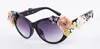 luxury- 2017 Design unico CAT EYE Fiore Occhiali da sole Donna Occhiali moda di marca femminile estate Spiaggia ovale rose occhiali oculos de sol