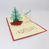 Biglietti d'auguri di buon Natale fatti a mano Creative 3D Pop UP Cartone animato Albero di Natale Cervo Carta di carta Forniture per feste festive