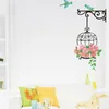 Cartoon vogel en vogelkooi muurstickers voor kinderen slaapkamer woonkamer achtergrond DIY huis decoratie behang