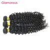 Glamorous Virgin Human Hair 3 Bundles Mix Longueur Malaisien Indien Péruvien Cheveux Brésiliens Tisse Jerry Extensions de Cheveux Bouclés pour les femmes noires