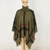 Manto xadrez outono inverno xale gola alta suéter cachecol batwing borlas poncho para menina capa de malha outwear6750448