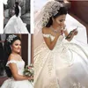 2020 luxe arabe robe de bal robes de mariée en satin épaule dentelle appliques cristal perlé grande taille robes de mariée nouveau designer