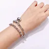 The letter t andchain head Lock head ball double circle ed Titanium steel bracelet99088361519265