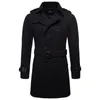 Manteaux automne et hiver pour hommes, Trench-Coat Long en laine, taille asiatique, pardessus en tissu, couleurs noir et gris, nouvelle collection S-2XL