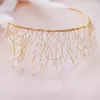 US Warehouse Bridal Headwear Crown Beads Hair Ornaments Leaf Crown Headbands Wedding Headpiece Accessories Gold Color Forehead Jewelry Tree