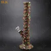 가장 차가운 직관 bong printed bubbler 실리콘 연기가 나는 파이프는 선택을위한 혼합 된 검은 색 푸른 회색 녹색 분홍색 봉을 포함합니다.