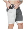 Pantaloncini da jogger a doppio strato uomo 2 in 1 pantaloni corti palestre fitness tasca incorporata bermuda rapida spiaggia a secco pantaloncini maschi