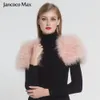 2019 Real Fur Cape Shrug Women äkta strutsfjäderpäls Shawl Poncho Fashion One Size S12641591257