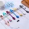 Dzieci Flatware Prezenty Kuchnia Cute Kot Długi uchwyt Wiszący Łyżka Kawa Mleka Stalowa łyżka