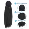 Kinky Straight Ponytail For Black Women Natural Coarse Yaki Straight Remy Hair 1 Piece 140g Clip In Ponytails Black 100% Human Hair