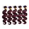 Peruansk vinröd hårväv kroppsvåg 99j vin röda mänskliga hårbuntar 99j obearbetat hår weft
