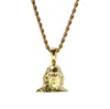 18K Gold Mr President Pendant Necklace 316L Stainess Steel Pendant Necklace Head Sculpture Pendant 24inch Cuban Chain