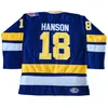 Hanson Brothers Charlestown Hockey Jerseys #16 Jack #17 Steve #18 Jeff Slapshot Movie Jerseys Double Stitched Name and Number