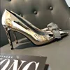 Mujer Stiletto Dedos en punta Bombas Boca baja Resbalón en diamantes Pajarita Boda Fiesta de noche Zapatos de baile Cómodos zapatos de dama de diseñador