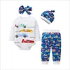 Odzież dziecięca Dziewczynek Boutique Garnitury Designer Moda Stroje Zwierząt Drukowane Topy Spodnie Kapelusze Pałąk Boże Narodzenie Cartoon Odzież Ustawia 5245