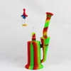 Silikon-Dab-Rig mit Quarz-Banger, 8-Zoll-tragbare Wachs-Öl-Konzentrat-Wasser-Recycler-Raucher-Bubbler-Bongs mit Silikon-Vergaserkappe