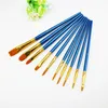 Aquarel Gouache Paint Borstels Sets Blauw Houten Handvat Nylon Haar 10 Stks Schilderen Pen Stationaire Kunstbenodigdheden