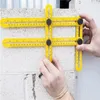 Dört taraflı cetvel ölçme cihazı şablonu Çok fonksiyonlu plastik açı cetvel ölçme Handmen DH0440 için doğru ölçüm aracı