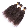 Chokladbrun Kinky Curly Malaysian Human Hair 3 Bundles 300gram # 4 Mörkbrunt Virgin Hair Weave Wefts Kinky Curly Hair Extensions 10-30 "