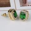 hip hop coloré pierres précieuses clous d'oreilles designer de luxe mens bling glacé boucles d'oreilles diamant rouge vert bleu gemme rubis saphir émeraude 228P