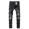 22 stijlen Mens Jeans Effen Kleuren Motorfiets Jeans Slim Fit Folds Hole Lange Denim Broek Hip Hop Broek Potlood Broek voor Mannelijk