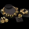 Yulailiアフリカンナイジェリア結婚式の伝統的な大きなネックレスゴールドメッキペンダントイヤリングブレスレットリングEthiopian Jewelry Sets for WOM9220629