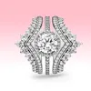 Princess Wishbone Ring set CZ Diamond 3 in 1 Wedding Rings with Original box for Pandora 925 Sterling Silver ring Women Girls jewelry