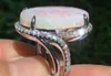 Duży 925 Solidny Pierścień Srebrny Srebro Naturalny kamień szlachetny OPAL Diamond Wedding Wedding Empage'u Kobiety Modna Biżuteria 214i