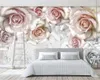 Carta da parati 3d per camera da letto Romantica moderna Pittura a olio fiore Pastorale americana Sfondo TV Decorazione murale Carta da parati