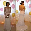Cheap Sexy Mermaid Prom Dresses Sheer Neck Long Sleeves Backless Lace Applique Formal Dress Evening Gowns ogstuff Abendkleider vestidos