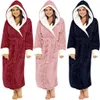 Xale banho casa roupas de mangas compridas vestígio mulheres inverno plush alongado xaile roupão de banho casa roupa peignoir poleire femme